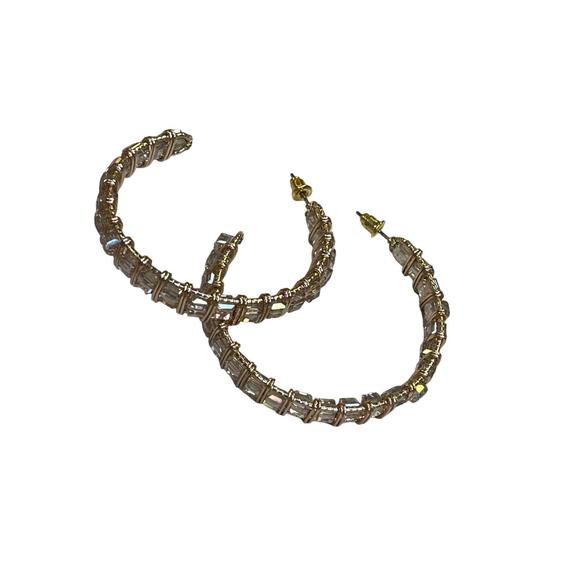 NEW PINK PANACHE women's champagne hoop earring in gold - Picture 1 of 1